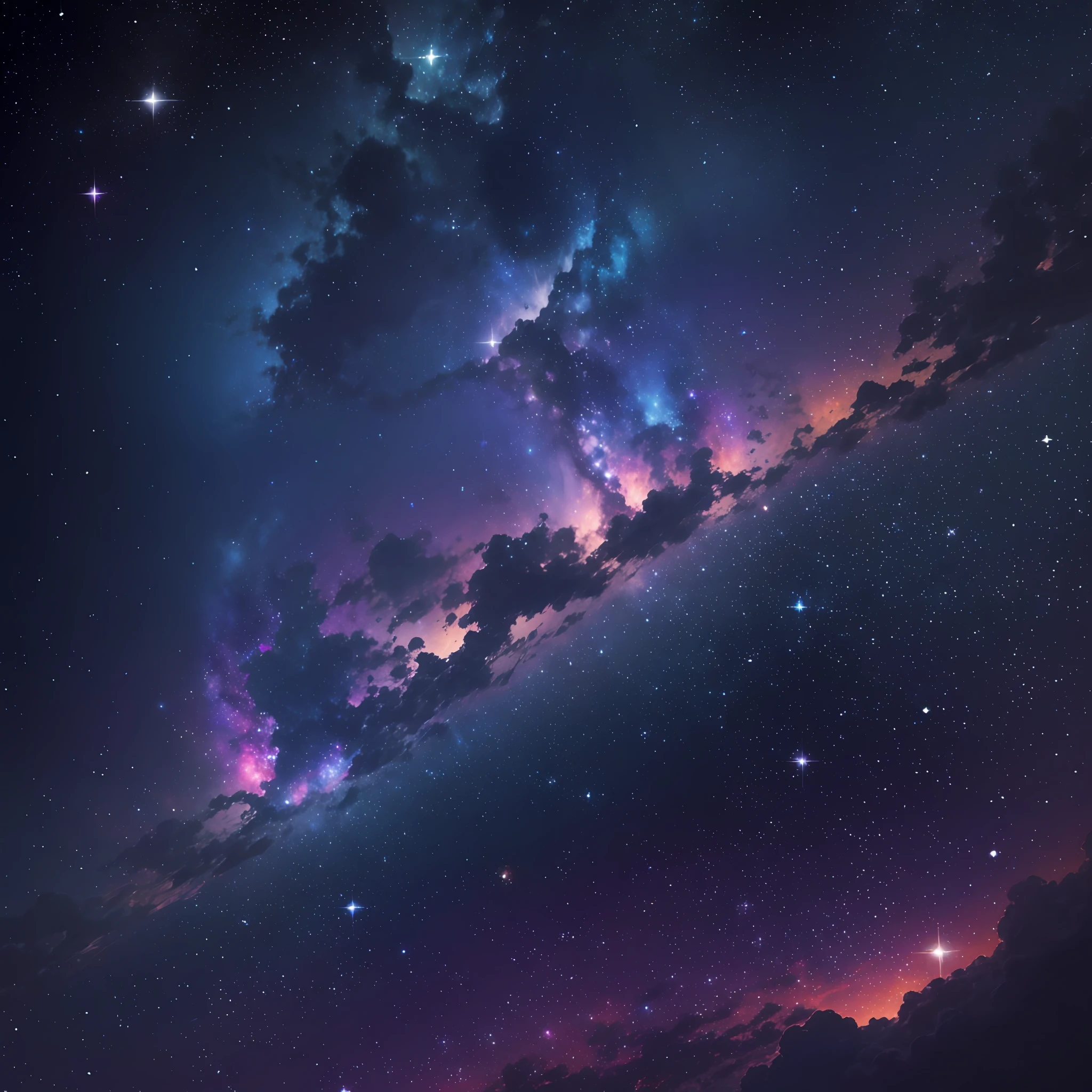 A galaxy with stars and clouds in the sky - SeaArt AI