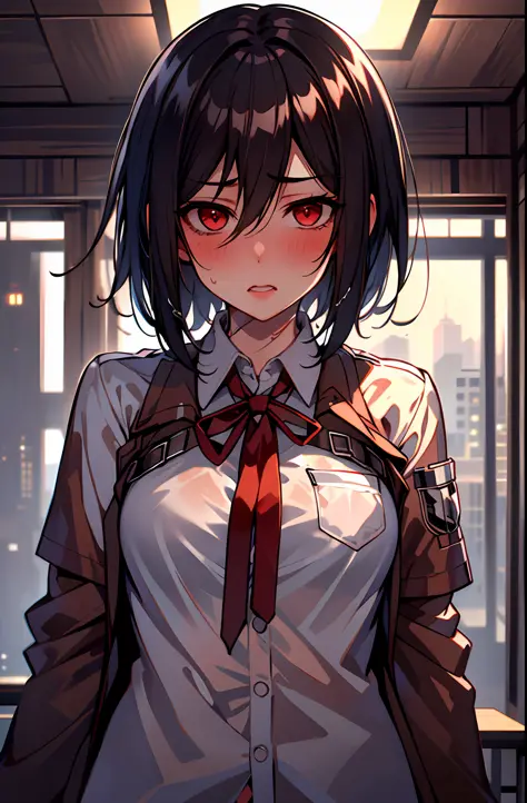 (masterpiece,best quality, detailed), 1girl, solo, indoors, night, upper body, sweat, ahegao, rolling eyes, blush, wet shirt,
mi...