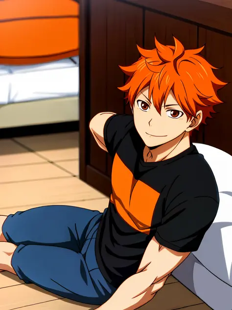 Male anime character orange hair