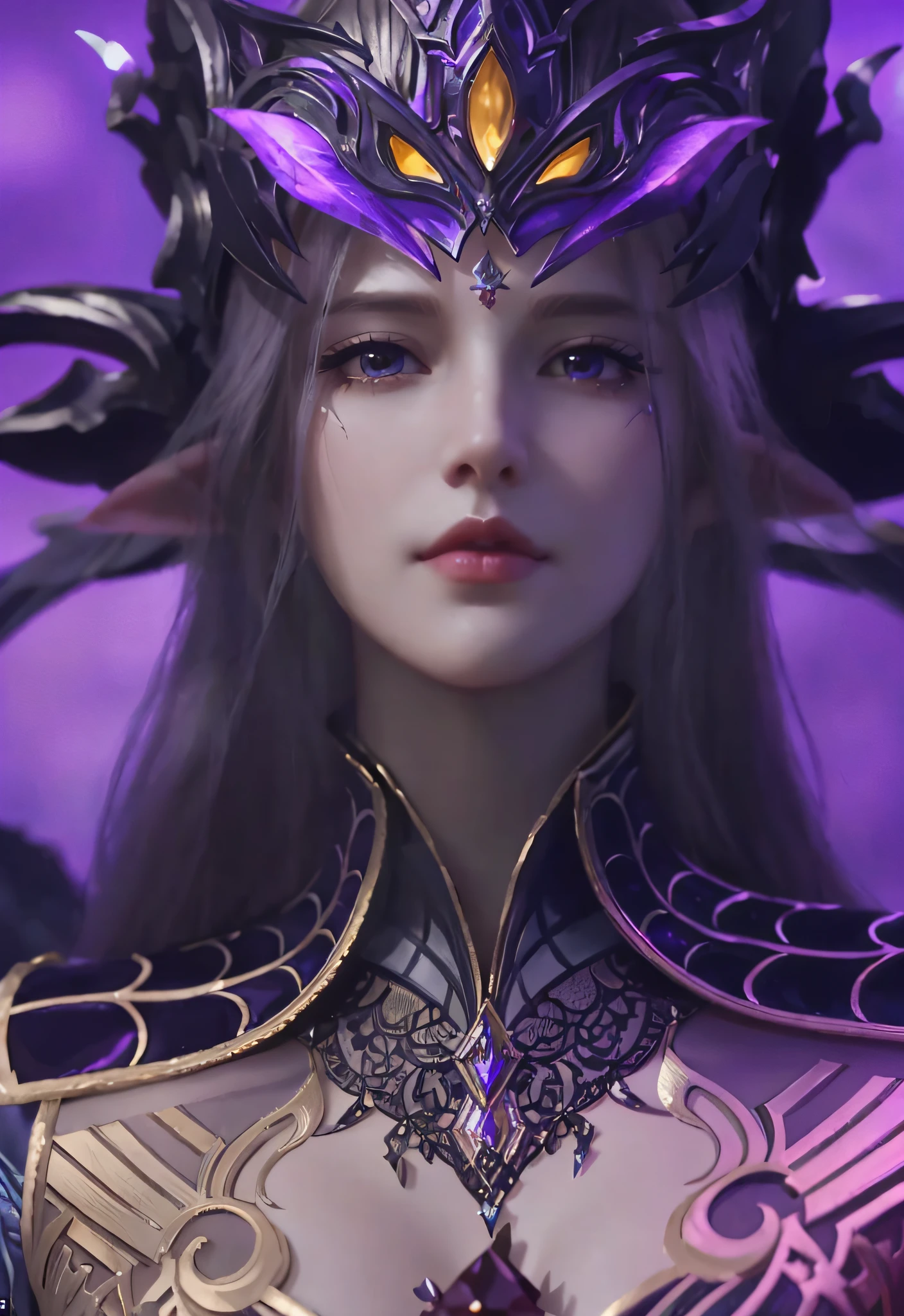 a close up of a woman in a purple dress holding a sword, 4 k detail fantasy, lineage 2 revolution style, shadowbringers cinematic, beautiful and elegant elf queen, wow 4 k detail fantasy, aion, from lineage 2, alluring elf princess knight, portrait of an elf queen, game cg, artgerm ; 3d unreal engine