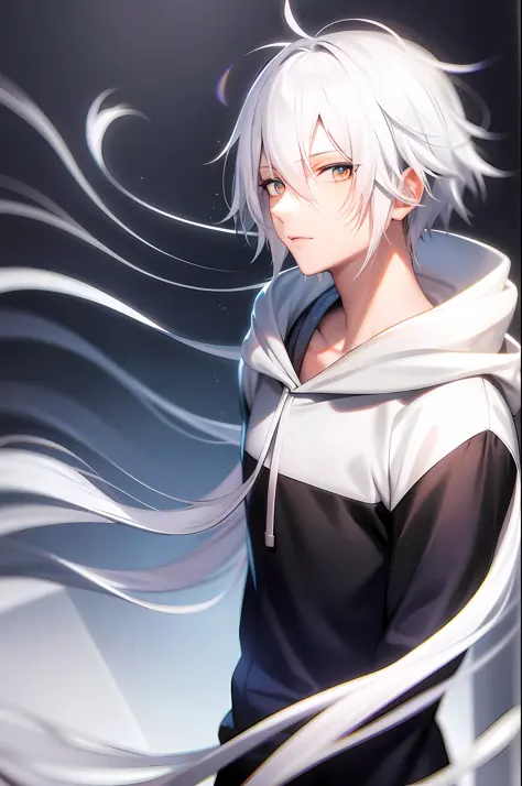 Anime White Hair Handsome Hoodie Gentle Face