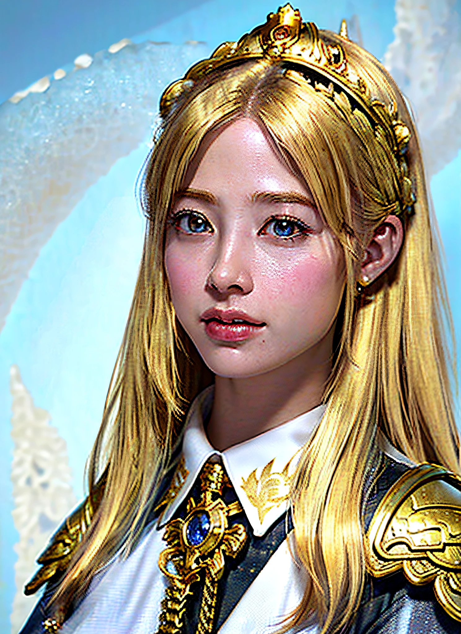 Ultra detailed complex 3d rendering of face, huge breasts, long hair, viewer view, pants, parted lips, (shiny skin),realistic sensual gravure idol, (realistic, portrait), intricate detail, beautiful porcelain profile face ultra detailed complex 3d render, (warrior queen armor, fur-lined cape, jeweled crown: 2.2), big, big, ( (Micro bikini) sexy swimsuit, (surreal), (illustration), (high resolution), (8K), (very detailed), (beautiful detailed eyes), (best quality), (ultra detailed), intricate detail jewelry (detailed women's armor: 2.3), (ornate gold armor: 1.3), 1 girl, solo, long hair, wind, gorgeous face, top quality, masterpiece, maximum detail, diffused lighting, (blonde: 1.3), Valhalla Valkyrie, mechanical arm, beauty, facial muscles