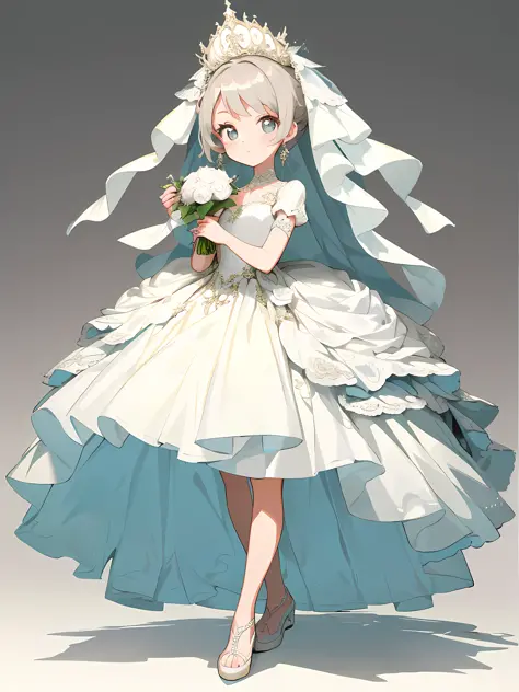 wedding_dress, (masterpiece),(best quality),(ultra-detailed), (full body:1.2),simple background,white background
1girl,chibi,cut...