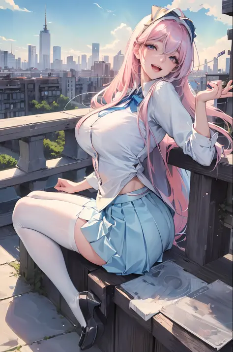 Official Art, Masterpiece, Sharp Focus, (Beautiful Gorgeous Cute Korean Woman: 1.3), (Beautiful Cute Korean: 1.3), Korean Beauty, Delicate Beautiful Hair and Eyes and Face, Realistic, Ultra Detailed, Beautiful Girl, Blue Sky, Glowing White Particles, (Side...