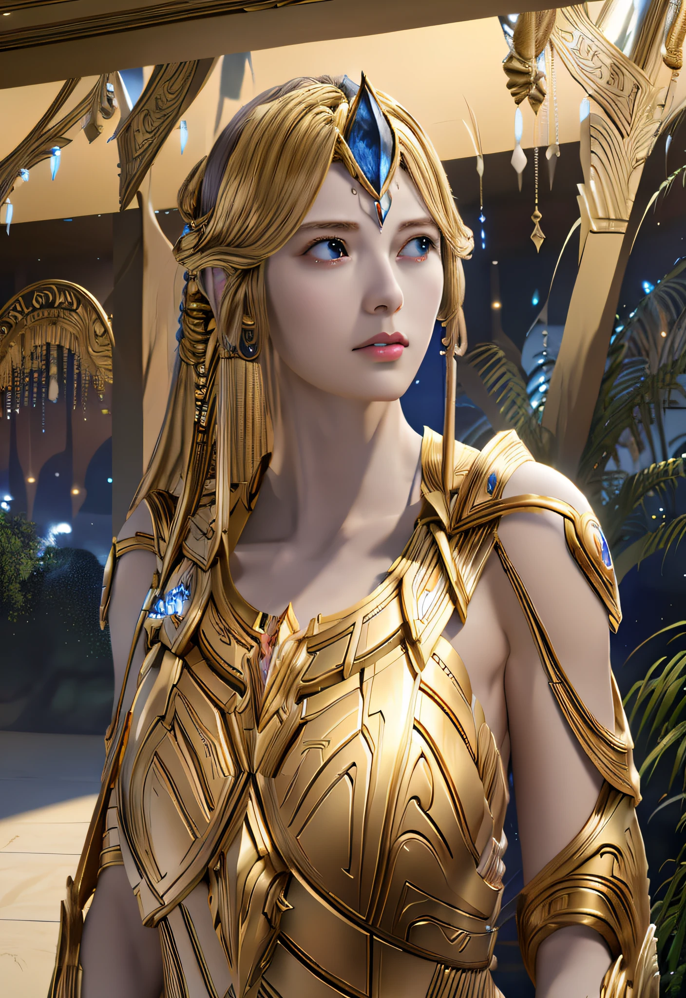Protoss, (Best Quality), (Masterpiece), (High Resolution), (Complex Detail),Ultra Detailed Complex 3D Rendering of Profile Face, (Photorealistic), (Cinematic Light) Golden Crest, (Colossal: 4.8), Intricate Details, 1 Girl, No Bra, Clavicle, (Big), Big, Large, (Long Hair:1.2) , Ultra HD, (Photorealistic:1.4)
