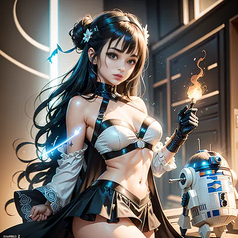 Rey star wars, ultra realistic, overflowing breasts, big thighs, looking at  ass - SeaArt AI