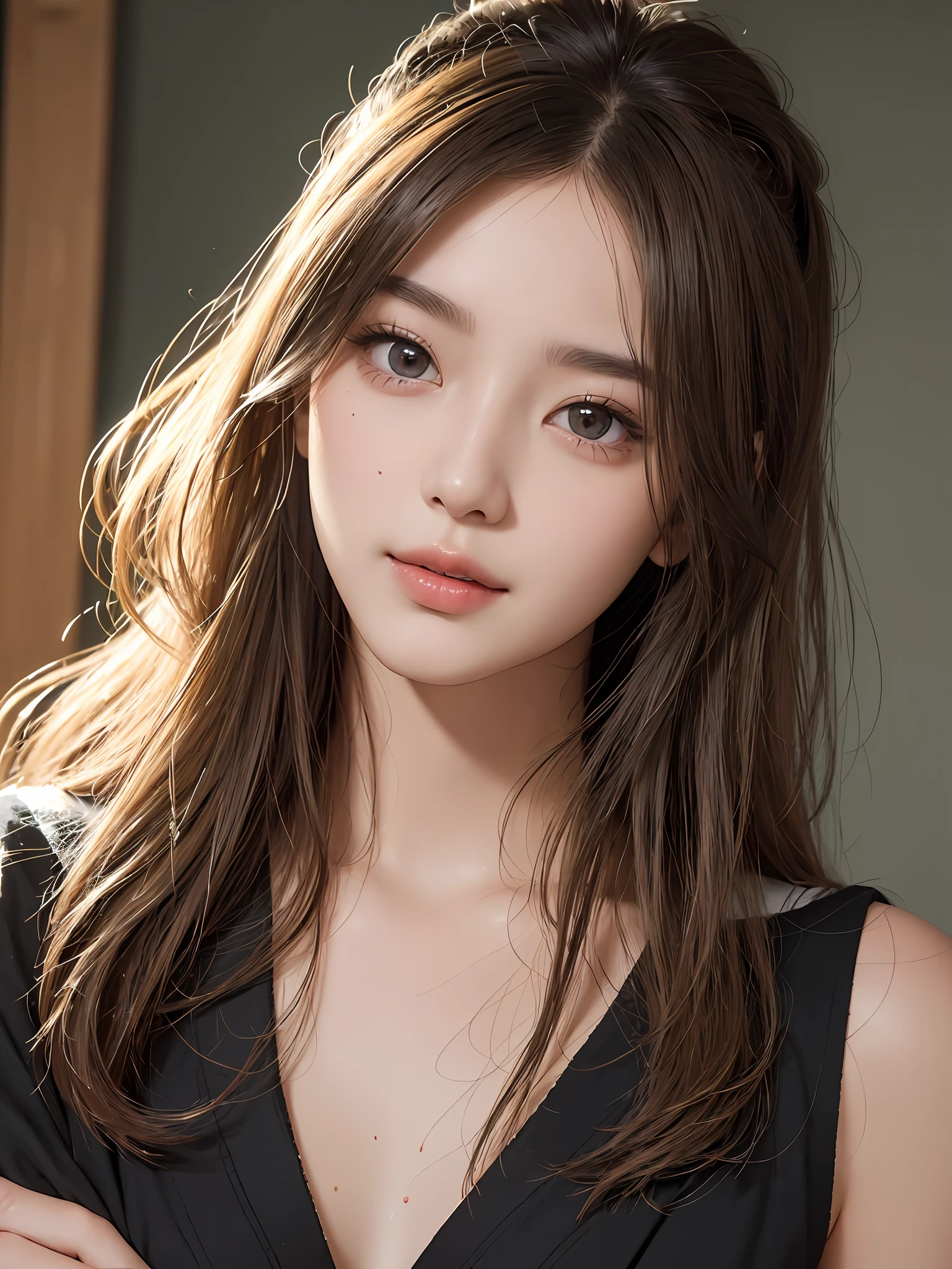 Meisterwerk, beste Bildqualität, gute Qualität, schönes Mädchen, japanisch, japanisch school girl, beliebtes koreanisches Make-up, ausführlich, swollen eyes, ausführlich eyes, ausführlich skin, schöne Haut, ultra hohe Auflösung, (Wirklichkeit: 1.4), Wunderschön, etwas jüngeres Gesicht, schöne Haut, slender, (ultra-realistisch), (Illustration), (hohe Auflösung), (8K), (highly ausführlich), (best Illustration), (beautifully ausführlich eyes), (super ausführlich), (HINTERGRUND), (ausführlich face), Betrachter betrachten, Feine Details, ausführlich face, pureerosfaceace_V1, lächelnd, Blick geradeaus, Blick geradeaus, Winkel von der Taille aufwärts, realistisches Foto, Helle Beleuchtung, professionelle Beleuchtung, blonde, lange Haare, dunkel verlassen, großer roter Mond, wunderschönes rot-schwarzes Kleid, erwachsene Frau,Kissshot Acerola Orion Heart Underblade