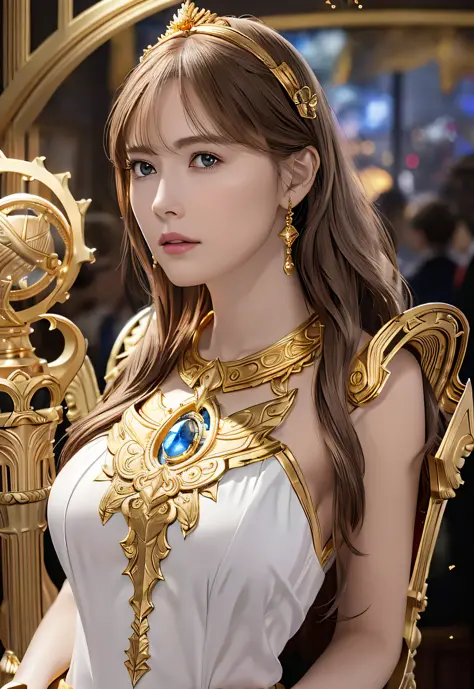 Protoss, (Best Quality), (Masterpiece), (High Resolution), (Intricate Detail),Ultra Detailed Complex 3D Rendering of Profile Face, (Photorealism), (Cinematic Light) Golden Crest, (Colossal: 6.8), Intricate Details, 1 Girl, No Bra, Clavicle, (Big), Big, (Lo...