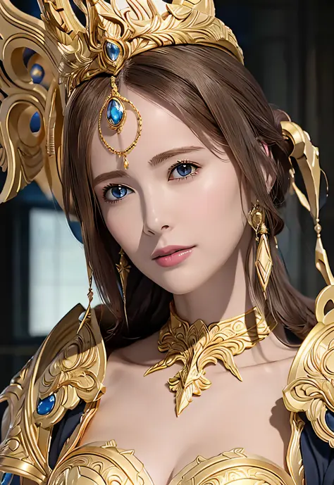 Protoss, (Best Quality), (Masterpiece), (High Resolution), (Intricate Detail),Ultra Detailed Complex 3D Rendering of Profile Face, (Photorealism), (Cinematic Light) Golden Crest, (Colossal: 6.8), Intricate Details, 1 Girl, No Bra, Clavicle, (Big), Big, (Lo...