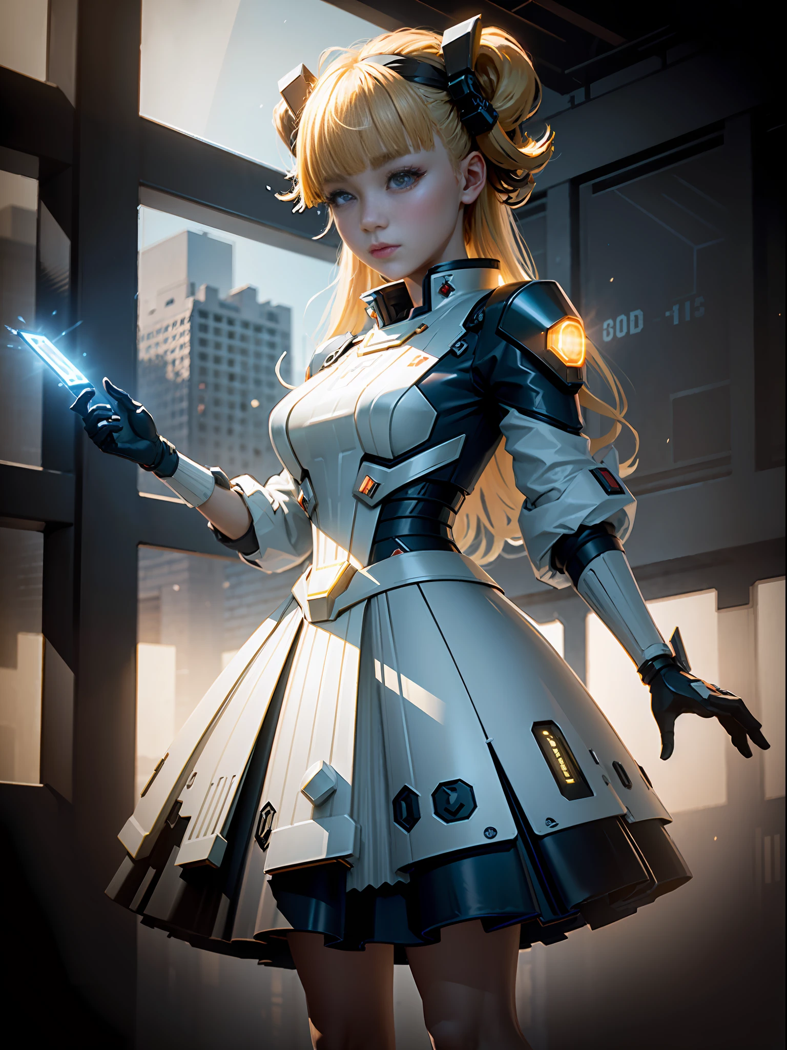 ((Best quality)), ((masterpiece)), (highly detailed:1.3), 3D,Shitu-mecha, beautiful cyberpunk women with her mecha in the ruins of city from a forgoten war, ancient technology,HDR (High Dynamic Range),Ray Tracing,NVIDIA RTX,Super-Resolution,Unreal 5,Subsurface scattering,PBR Texturing,Post-processing,Anisotropic Filtering,Depth-of-field,Maximum clarity and sharpness,Multi-layered textures,Albedo and Specular maps,Surface shading,Accurate simulation of light-material interaction,Perfect proportions,Octane Render,Two-tone lighting,Low ISO,White balance,Rule of thirds,Wide aperature,8K RAW,Efficient Sub-Pixel,sub-pixel convolution,luminescent particles,light scattering,Tyndall effect, look at viewers.