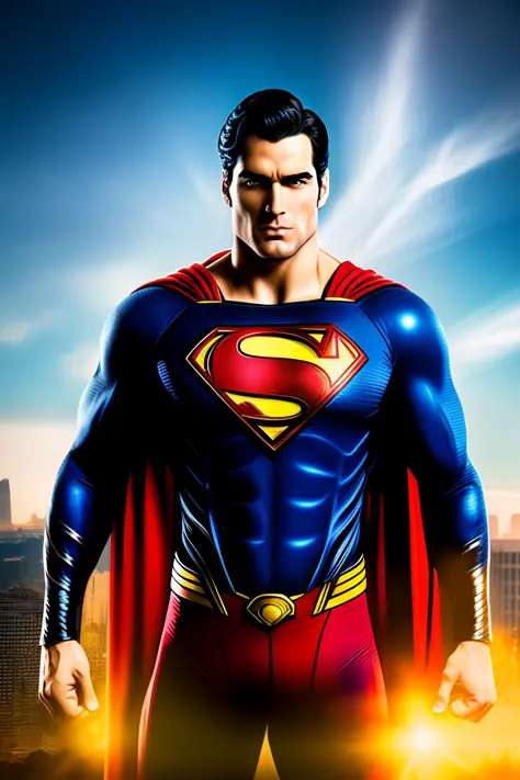 Superman, bust, best quality, HDR, complex background