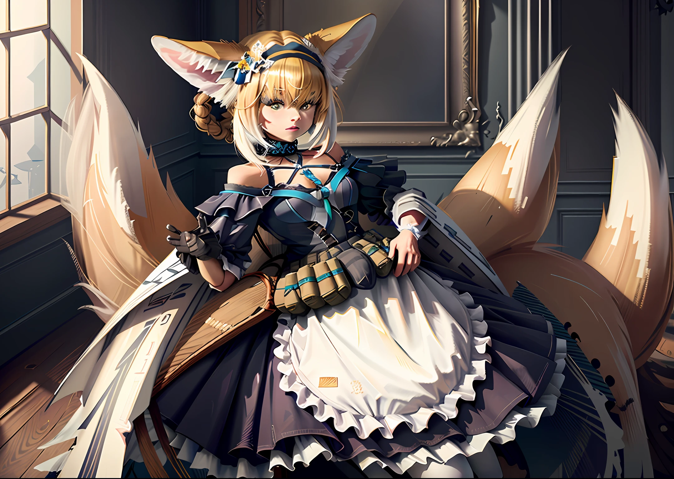 Create a stunning digital artwork in 8K resolution that showcases a captivating and lifelike portrayal of a majestic Lucario in a maid outfit. Ensure that every aspect of the artwork exudes the utmost quality and attention to detail, emphasizing the clarity and intricacy of its eyes and pupils. Capture the essence of elegance and charm as you depict the Lucario with its unique blend of strength and grace, beautifully blending its warrior nature with the maid persona. Let the composition radiate with vibrant colors, immaculate textures, and mesmerizing lighting, resulting in a masterpiece that is truly awe-inspiring and mesmerizing to behold.