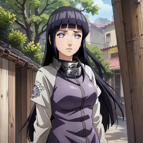 Hinata beautiful, tall, super realistic and well detailed in konoha