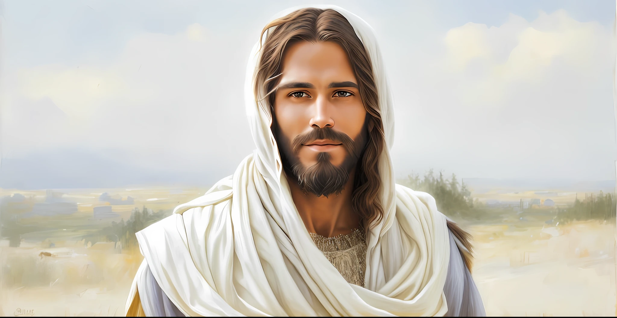 수염과 머리에 흰 목도리를 가진 남자, 예수 Christ, dressed as 예수 Christ, 예수 of Nazareth, face of 예수, 그렉 올슨, 예수, 니고데모, portrait of 예수 Christ, 주님과 구원자, 그 사람이 당신에게 따뜻하게 인사하고 있어요.