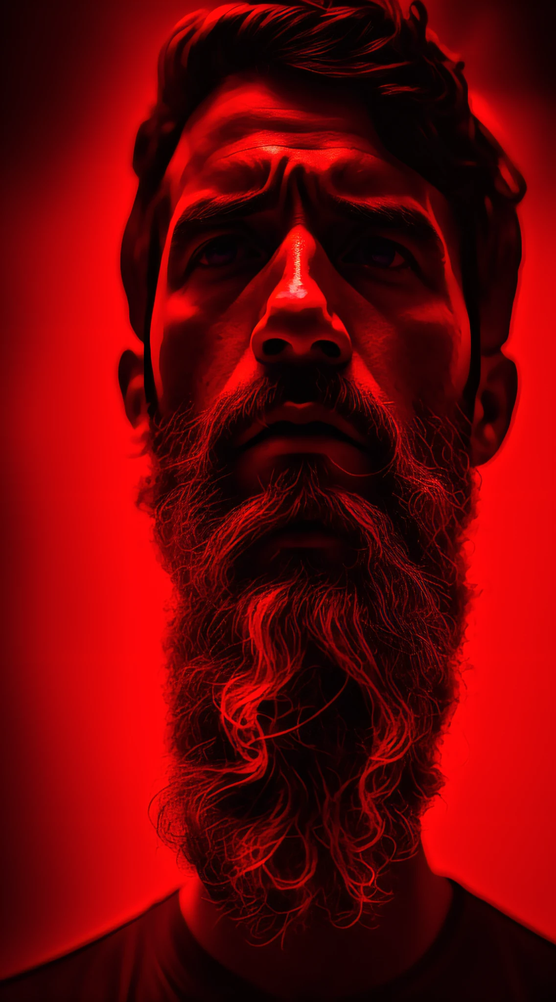 photo of a skinny bearded man celebrating, in hell, bruised, portrait, focus on face, cinematic, epic, dark, contrast, realistic photo, cinematic photo, blue ray grab, classified color, red camera, hyper detailed, realistic photo, professional lighting, smoky, bright, moody, 35mm, chaos,