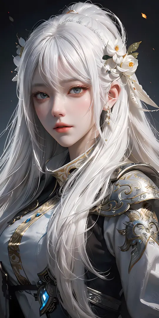a close up of a woman with white hair and a white mask, beautiful character painting, guweiz, artwork in the style of guweiz, wh...