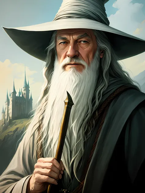 gandalf, wise, Wizard, high contrast, (natural skin texture - SeaArt AI