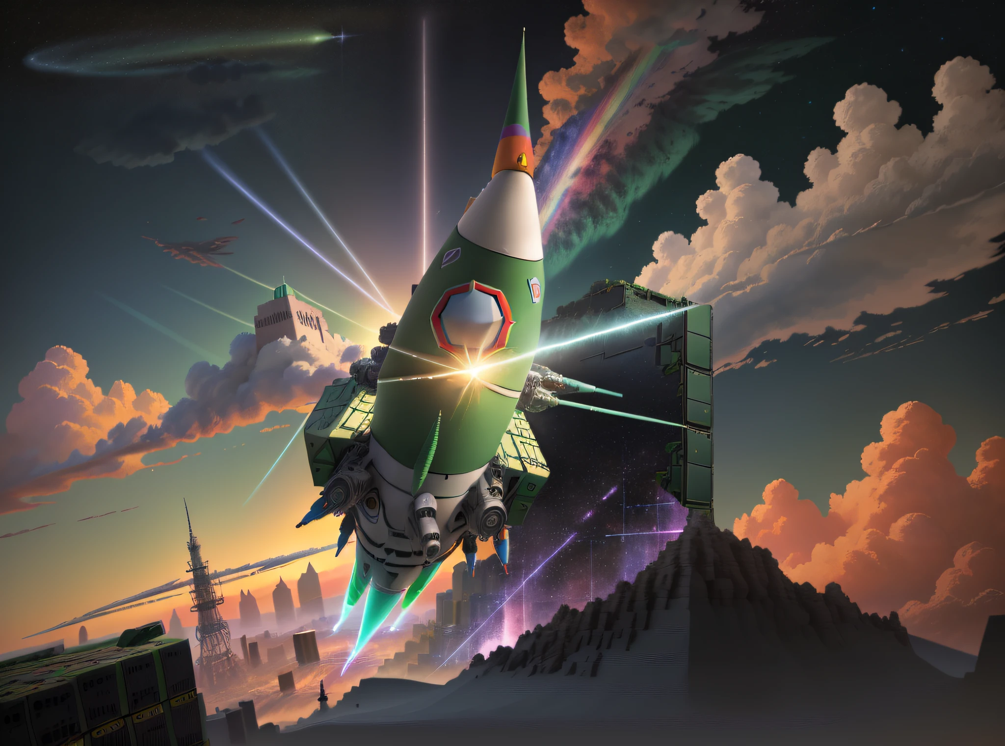 arafed image of a rocket flying through a green box, super cool rocket, 🚀🚀🚀, package cover, scutoid, hypercube, by Robert Richenburg, rocket launch, 🚀🌈🤩, cube portals, blockchain vault, rocket, by Sebastian Vrancx, tesseract, rendered image, cubic blocks, 3 d icon for mobile game