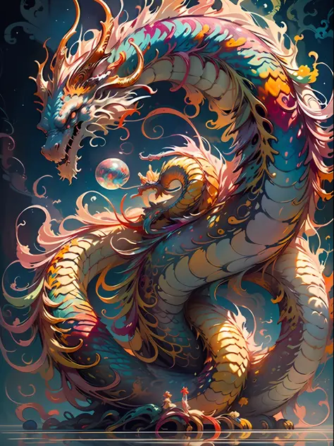 (Best quality, masterpiece, super high resolution), (length: 1.2), (fine: 1.2), coiled serpentine body, reasonable body structure logic, long hair, sharp teeth, red eyes, outdoor, standing, clouds, horns, armor, sky, open mouth, confrontation, charge, mons...