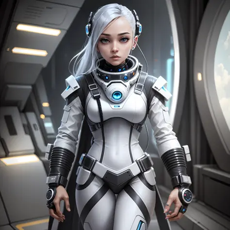 Person with amputated limb in a futuristic outfit,futuristic clothes, hyper-realistic style, 8k, Space suit --auto --s2
