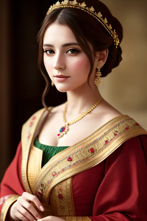 a beautiful england woman wearing  traditional wears, (masterpiece), (portrait), (raw photo), (extremely detailed cg unity 8k wa...