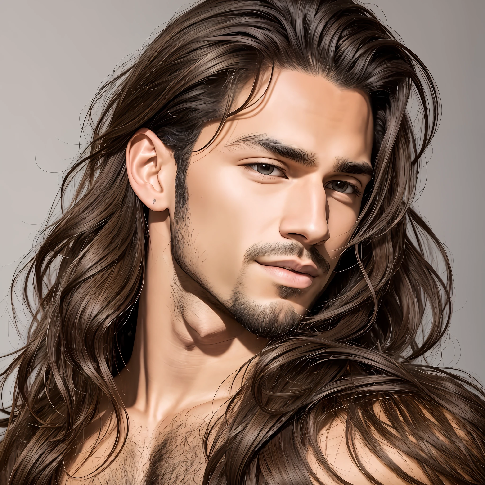 A close up of a man with long hair and a beard - SeaArt AI