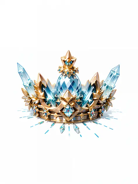 8k, (crown close-up), (((looking up))), with a gold + diamond crown on white background, diamond wings!! ,(((((Elf Crown)))),(Ga...
