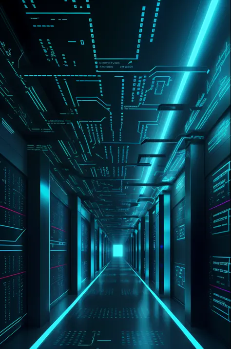 Cyberspace, a long corridor, storage grids, codes