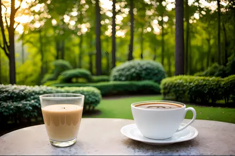 photo, indoor, soft, vivid, zeiss_style,coffee on table, evening outdoors, masterpiece, best quality, super detailed, high resol...