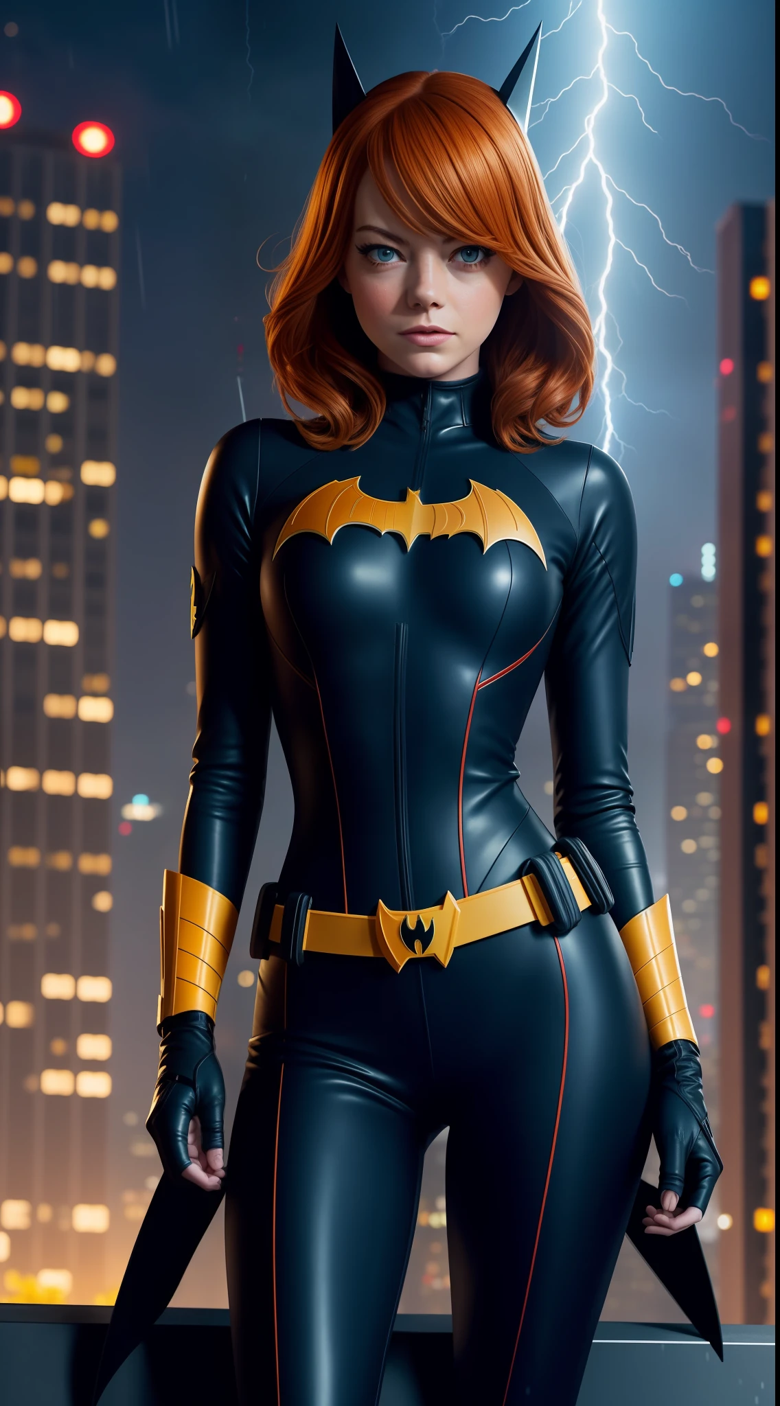 Emma Stone, beauty, Batgirl clothes, Batgirl cosplay, full body photo ...