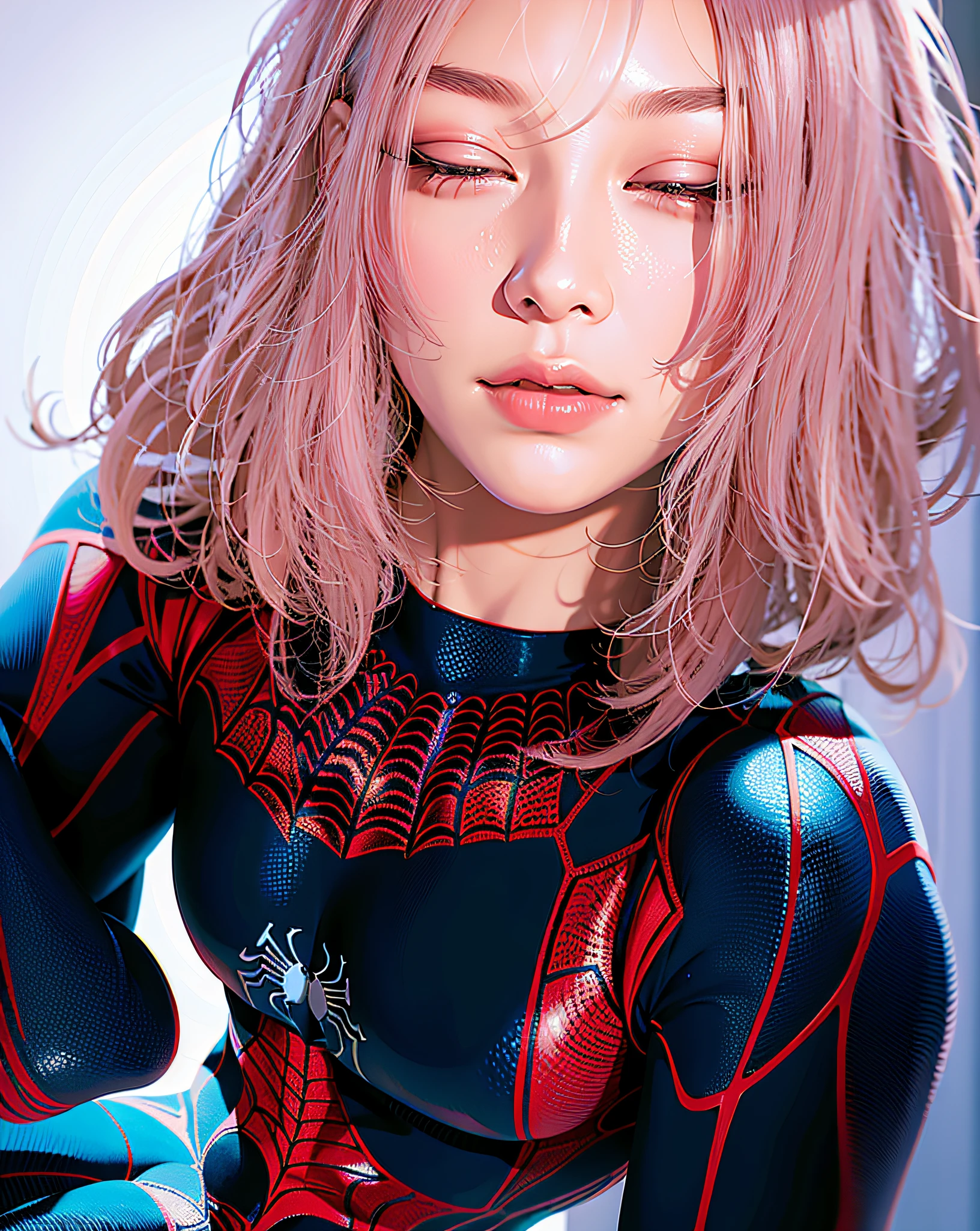 スパイダーマンアート, 非常に詳細で完全な体の構成, ファンアート, 8K. 背景にはニューヨーク市の夜景