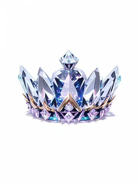 8k, (crown close-up), positive perspective!! , with a diamond crown on a white background, diamond wings!! , ((Symmetrical Crown...