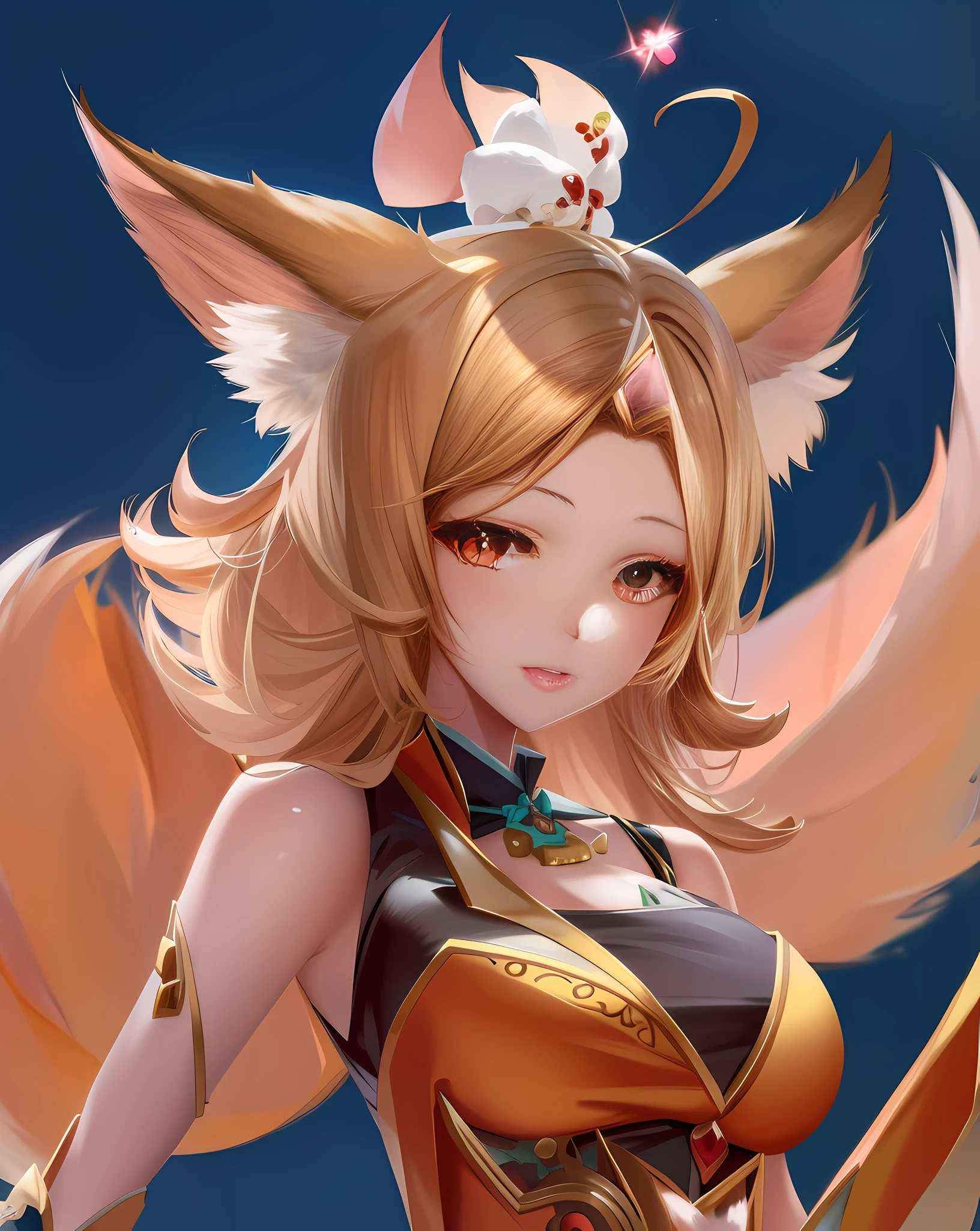 anime girl with cat ears and a cat on her head, ahri, portrait of ahri, extremely detailed artgerm, wlop and sakimichan, style artgerm, a beautiful fox lady, artgerm detailed, ig model | artgerm, artgerm style, artgerm. high detail, ! dream artgerm
