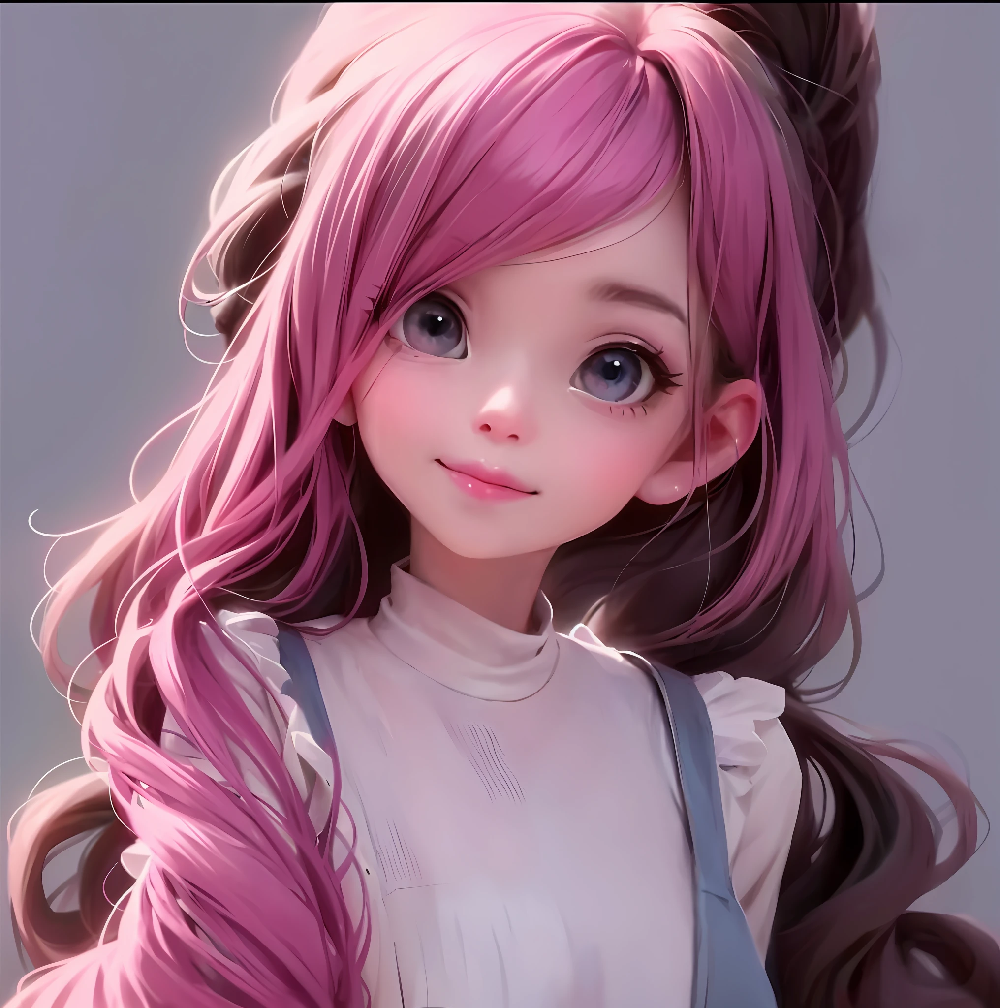 Close up of a girl with pink hair and blue eyes in dress, cute digital painting, cute digital art, realistic cute girl drawing, cute detailed digital art, cute cartoon characters, beautiful character painting, cute character, cute anime girl, cute cartoon, kawaii realistic portrait, digital cartoon drawing art, cartoon cute, cute portrait, render a cute 3D anime girl