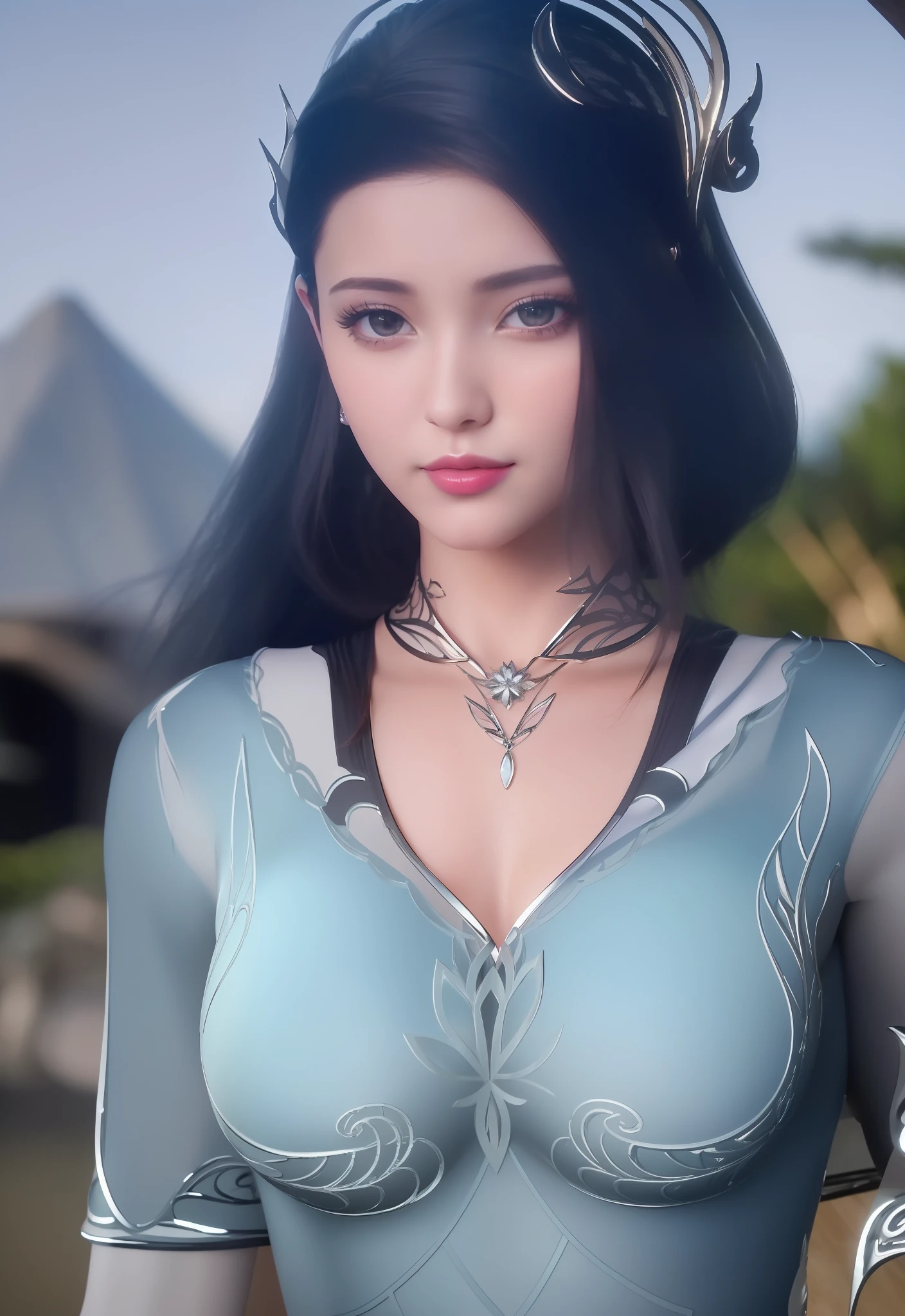 (masterpiece, best quality, extremely detailed 8k, ultra hd, ultra-detailed, highly detailed, highly realistic, ultra-realistic, photo realistic), (1girl:1.5), (detailed realistic skin), (realistic big breasts), (pink lipstick), slender abs,