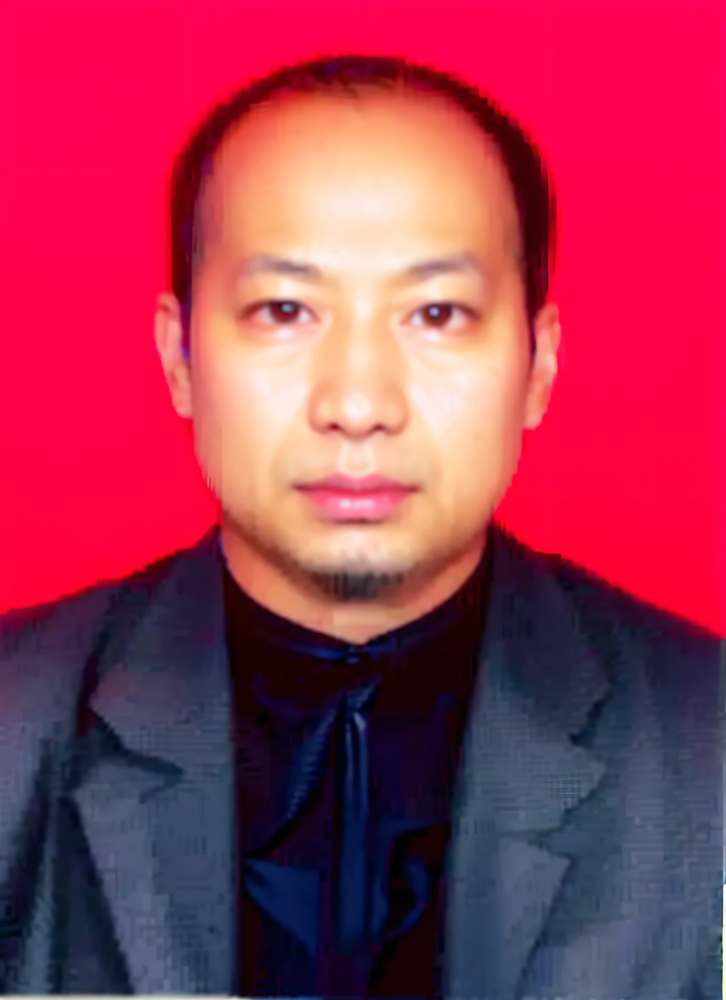 arafed photo of a man in a suit and tie against a red background, phong ...