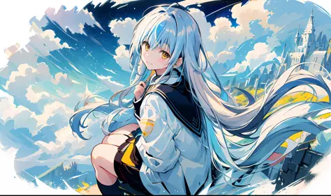 [(white background:1.5), ::5], masterpiece,best quality,official art,illustration,ligne claire,(dreamy),(colorful:1.3),perfect c...