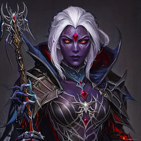 a close up of a person with a sword and a spider on their arm, drow, perfect drow, drow ranger, handsome drow, female drow elf, ...