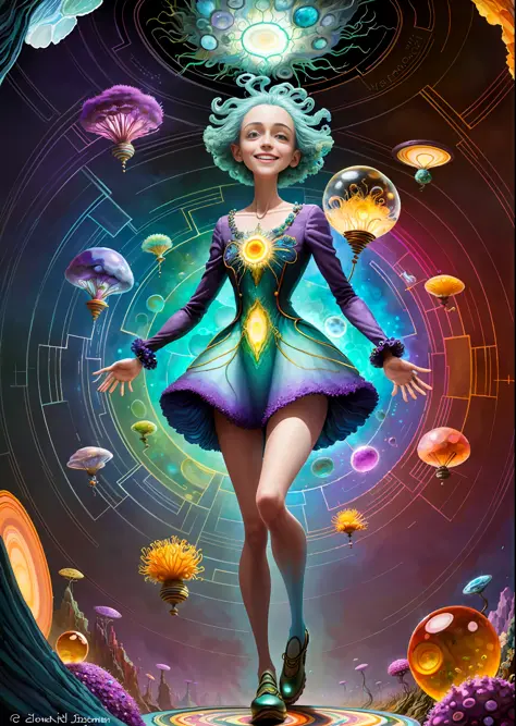 Elfin protozoa, surreal, dandelionwanderer, agate geodes, by Dan Mumford, , Dr. Seuss, WLOP, , dandelionseer, flowervirus, big eyes, **beautifully brave uplifting professional colour drawing in a delicately blended Style of Amy Brown art Daria Petrilli and...