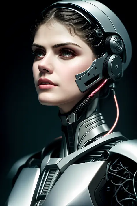 ((Alexandra Daddario)), _complex 3d render ultra detailed of a beautiful porcelain profile woman android face, cyborg, robotic p...
