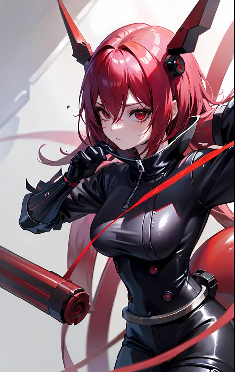 anime girl in latex with a red and black whip, biomechanical oppai, oppai cyberpunk, seductive anime girl, best anime 4k konacha...