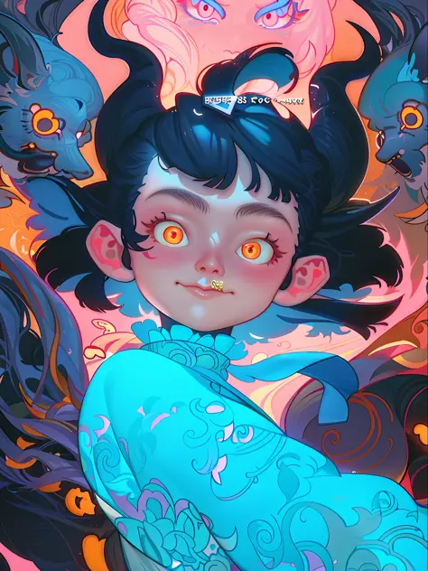 Illustration of a long-haired girl surrounded by cats, Beeple and Jeremiah Ketner, by Ryan Yee, James Jean Soft Light 4K, James ...
