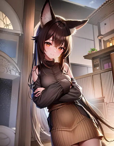 It depicts a 25-year-old girl who embodies the characteristics of a fox with fox ears and a bushy fox tail. She combines typical...