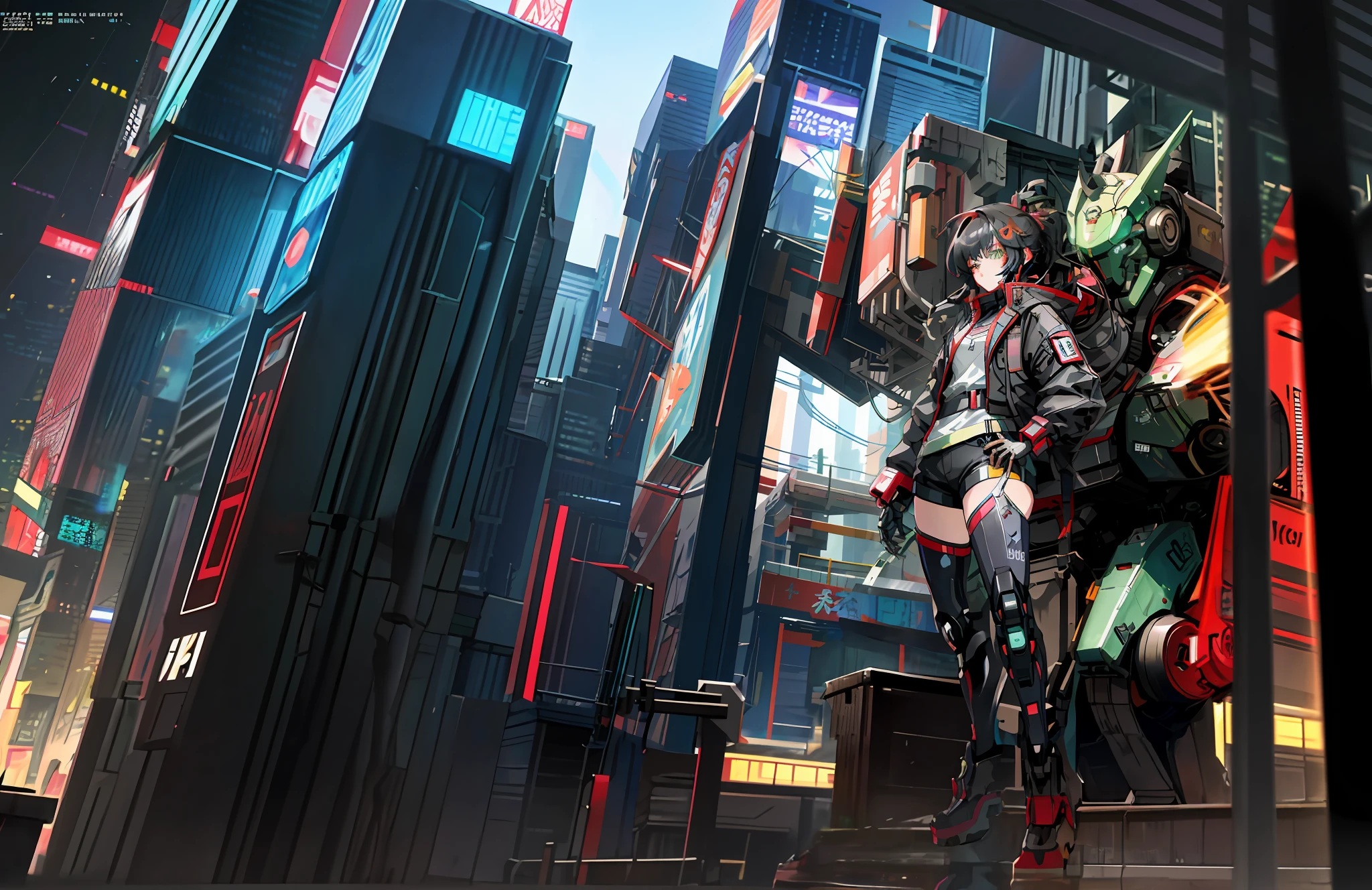 anime - style artwork of a robot in a city with neon lights, cyberpunk anime girl mech, digital cyberpunk anime art, cyberpunk anime art, anime cyberpunk art, digital cyberpunk - anime art, cyberpunk themed art, advanced digital cyberpunk art, cyberpunk art style, mecha asthetic, modern cyberpunk anime, cyberpunk artstyle, urban concept art, anime mecha aesthetic