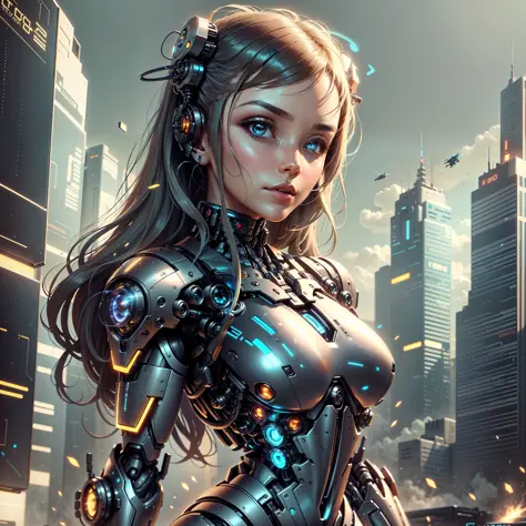 there is a woman in a futuristic suit posing for a picture, cute cyborg girl, beutiful girl cyborg, girl in mecha cyber armor, c...