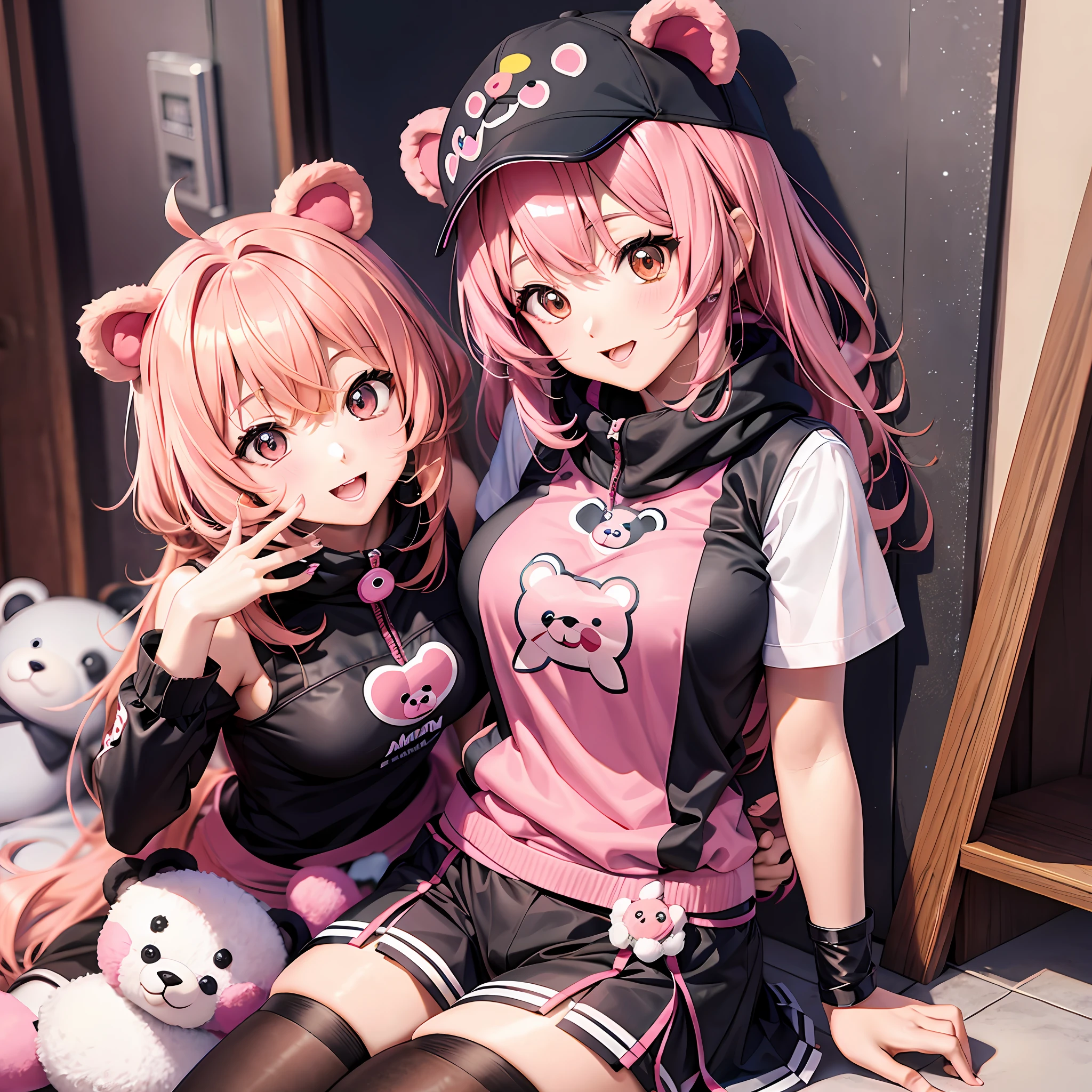 Anime Kuma Kuma Bear Bear, Bear Costume, Pink Hair, Cute Girl, High Resolution, High Quality,