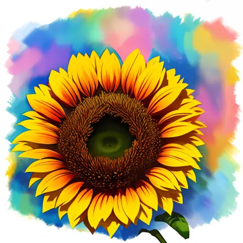 A sunflower flower in watercolor style, Design with 32k quality, inspired by T-shirt design, with watercolor style, made by DSLR...