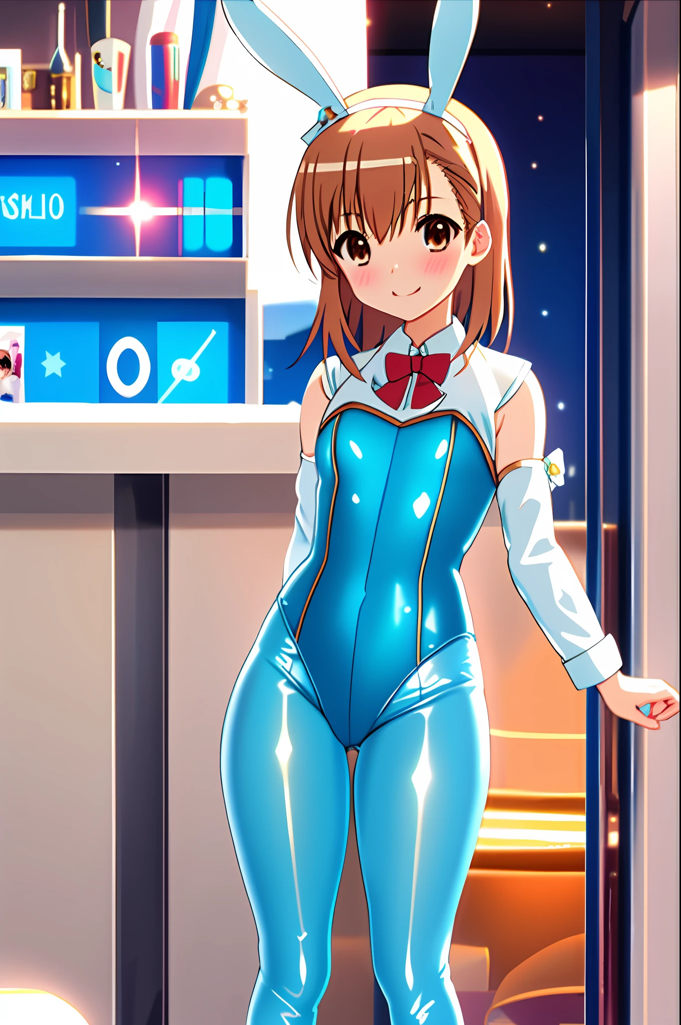 Anime girl in bunny suit posing in a room with a computer - SeaArt AI