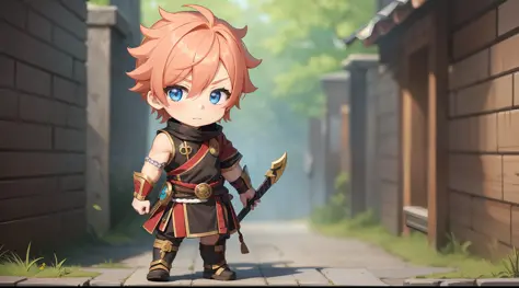 a character boy (man) chibi warrior outfit