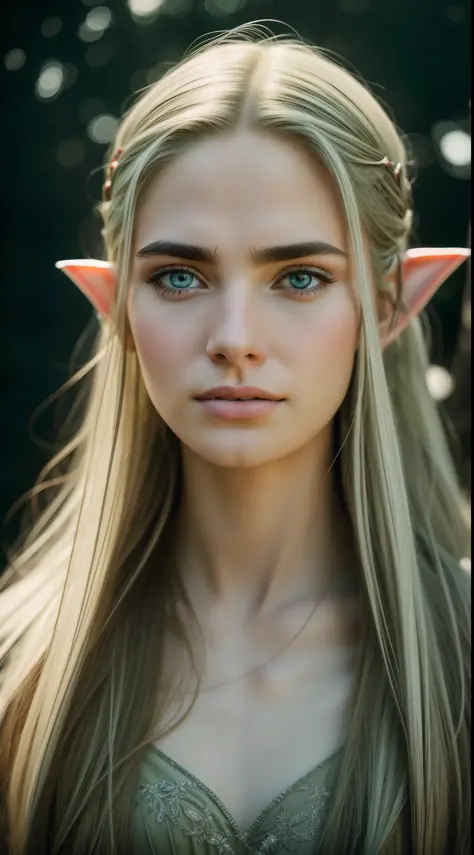 beautiful Elf woman arwan,inspired by the lord of the ring,dressed like a White Elf style,Happy expression on face,on the mounta...